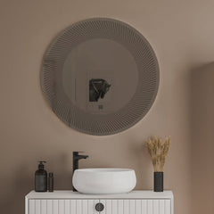 Modern Design Semi Spiral Round Led Bathroom Mirror