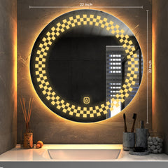 Classic Tringles Patten Shaped Led Rounded Shape Bathroom Wall Mirror