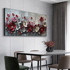 Large Abstract Flower Landscape Painting on Canvas Wall Art, Texture Wall Art,original Red Floral Wall Art Modern Wall Decor for Bedroom Online