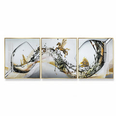 Premium Abstract Painting Set | Gold Winged Horse and Water Splash Art (Set of 3)