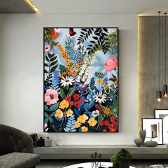 Original Blossom Tree Painting on Canvas, Large Abstract 3D Textured Blue Floral Wall Art Custom Modern Fashion Living Room Home Decor Online