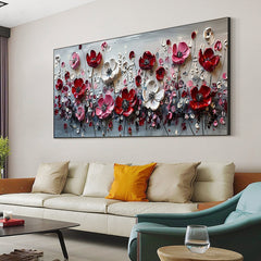 Abstract Flower Landscape Painting on Canvas Large Wall Art, Original Texture Floral Wall Art, Modern Bedroom Wall Decor Handmade Gift Online