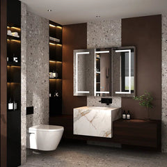 Beautiful Greek Key Motif Designer LED Round Shape Bathroom Mirror