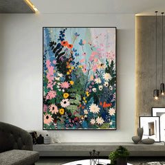 Abstract Blossom Floral Painting on Canvas, Original Large 3D Textured Flower Wall Art Custom Modern Fashion Living Room Bedroom Decor Online