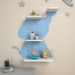 Elephant-Shaped Kids Wooden Shelf (Blue)