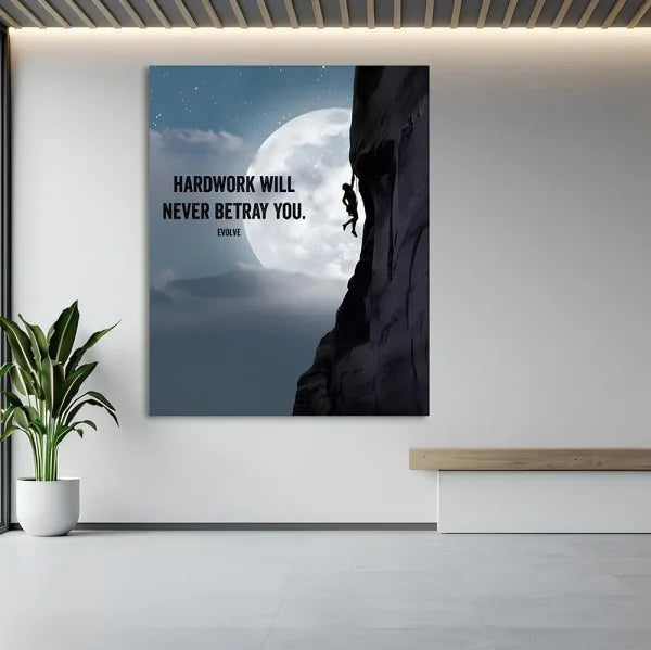 Motivational Rock Climbing Canvas Art-Inspirational Full Moon Wall Decor
