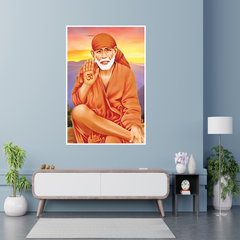 Shirdi Sai Baba Om Sai Ram Wall Painting for Positive Energy