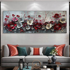 Large Abstract Flower Landscape Painting on Canvas Wall Art, Texture Wall Art,original Red Floral Wall Art Modern Wall Decor for Bedroom Online