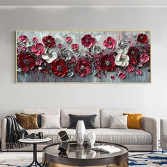 Abstract Red Flower Landscape Painting on Canvas, Extra Large Wall Art Original Texture Floral Wall Art Retro Wall Art Living Room Decor Online