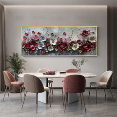 Large Abstract Flower Landscape Painting on Canvas Wall Art, Texture Wall Art,original Red Floral Wall Art Modern Wall Decor for Bedroom Online