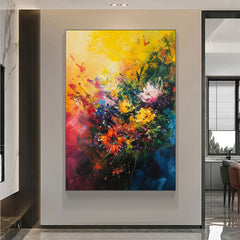 Original Floral Painting on Canvas, Large Abstract 3D Textured Blossom Flower Wall Art Custom Modern Fashion Living Room Home Decor Online