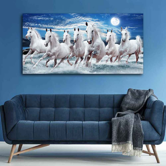 Seven Running Horses Custom Wall Painting in Water