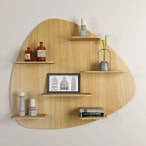 Simple Abstract Shelf Abstract Shape Backlit Wood Wall Shelf / Book Shelf / Night Light, Lig ...