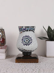 Mosaic Glass Table Lamp with wood Square Brown Base (NM27)