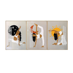Premium Acrylic Yoga Poses Wall Art | Inspirational Sun & Moon Meditation Decor (Set of 3)