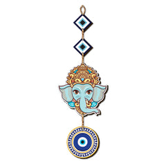 Lord Ganesha Evil Eye Wooden Wall Hanging for Home Decor