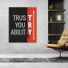 Motivational Canvas Art - Inspirational Pencil Quote Wall Decor