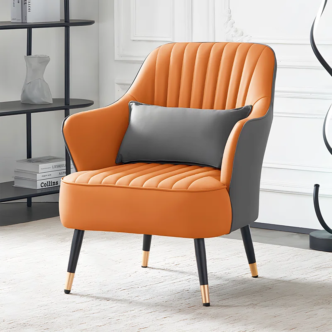 Grey Orange Havya Faux Leather Arm Chair