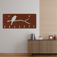 Single Bird on Branch Unique Design Wall-Mounted Key Holder for Home Wall
