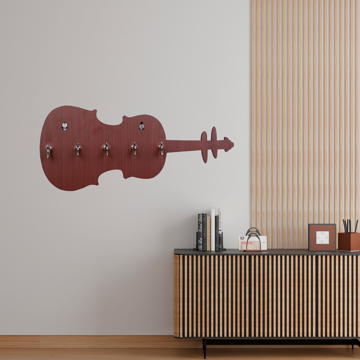Modern Guitar Shape Unique Design Wall-Mounted Key Holder for Home Wall