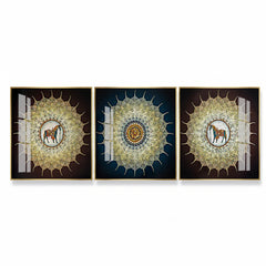 Premium Abstract Horse Painting Set | Intricate Gold Mandala Design (Set of 3)