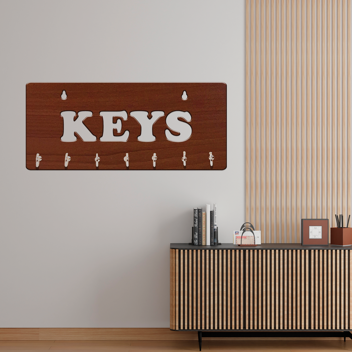 Modern Keys Text Unique Design Wall-Mounted Key Holder for Home Wall