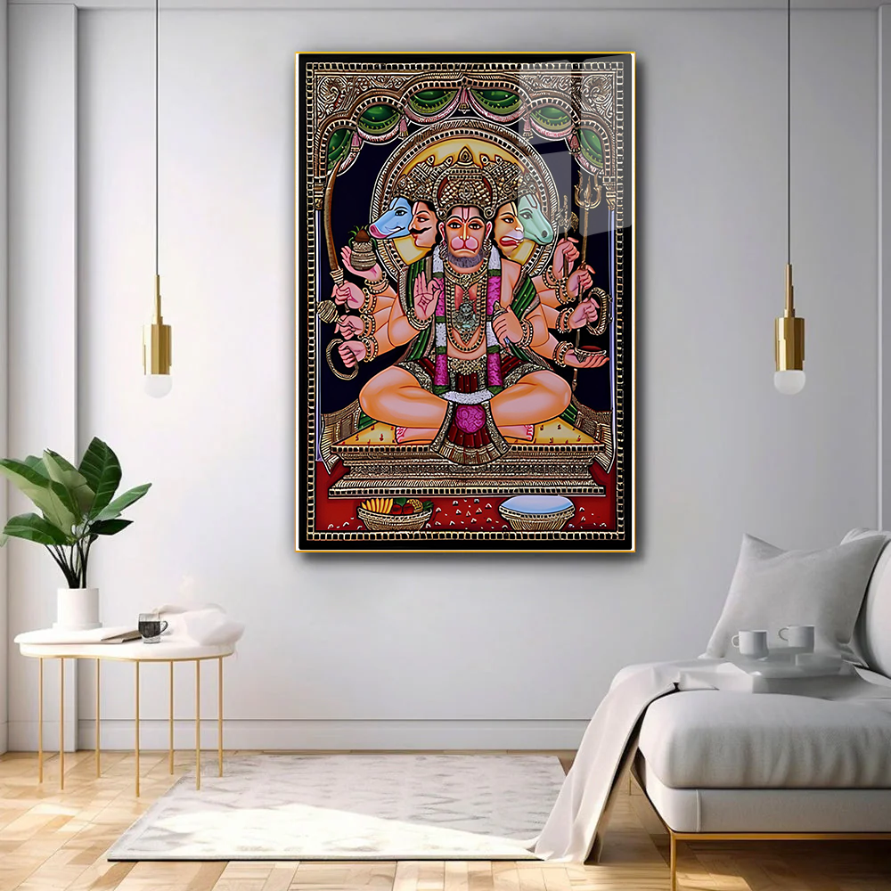 Colorful Devotion Panchmukhi Hanuman Ji Acrylic Wall Paintings and Art