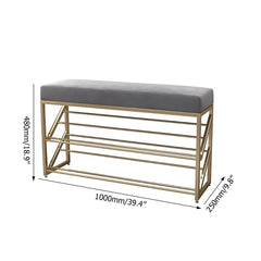 Modern Gray Velvet Entryway Bench with Shoe Rank