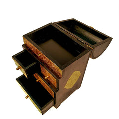 Vintage Jewelry Box Brass | Wooden Chest With 5 Drawers