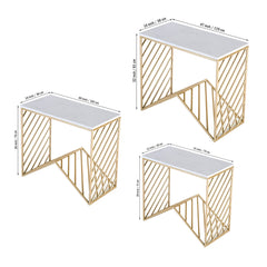 W-Base White Marble Top Console Table