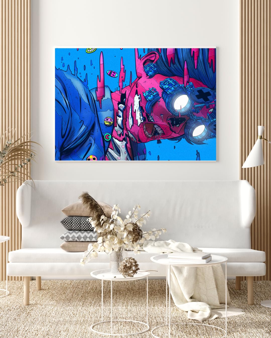 FURNISHUB DECOR Techno Zombie Canvas - Gen-Z Techno Gamer Canvas Gaming Room Anime Wall art home, office and Cafe Decoration - Canvas Painting Office Café Home Wall Decor