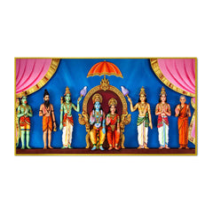 Spiritual Lord Ram Darbar Canvas Wall Painting for Home Clearance Sale