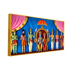 Spiritual Lord Ram Darbar Canvas Wall Painting for Home Clearance Sale