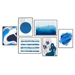 Shades Of Blue Abstract Frames Set Of 6