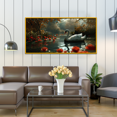 Easter Egg Swan Birds Boat Spectacle Canvas Printed Wall Paintings