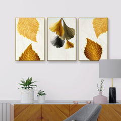 Lush Golden Leaves Frames Set Of 3