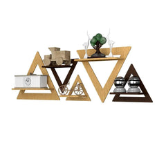 Triangle Shape Wood Wall Shelf / Book Shelf,Walnut and Oak Finish