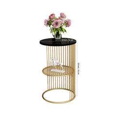 Designer Art Golden Half Caged Coffee Round Side Table
