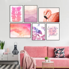 Tropical Vibes Pink Frame Set Of 6