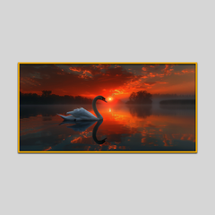 Beautiful Swan Bird Natural Surrounding Canvas Printed Wall Paintings