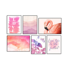 Tropical Vibes Pink Frame Set Of 6
