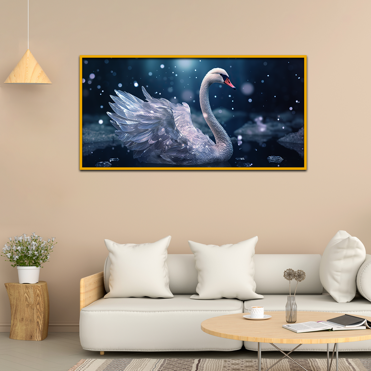 Winter Snow Ice Cold Swan Bird Elegance Beautiful Nature Outdoor Bird Canvas Wall Paintings