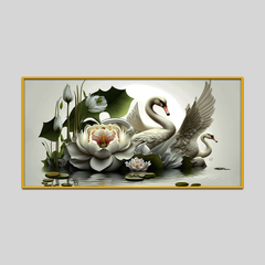 3d Swan Butterfly Flower Most Beautiful White Background Canvas Printed Wall Paintings