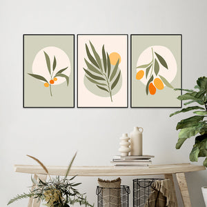 Exotic Flora Green Frames Set Of 3
