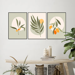 Exotic Flora Green Frames Set Of 3