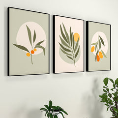 Exotic Flora Green Frames Set Of 3