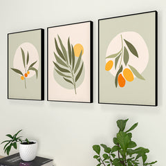 Exotic Flora Green Frames Set Of 3