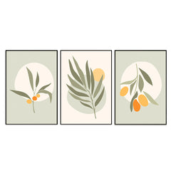 Exotic Flora Green Frames Set Of 3