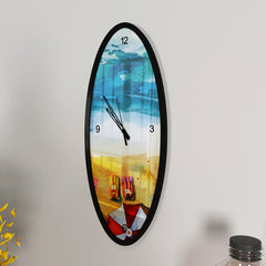 Beach Vibes Wooden Oval Wall Clock