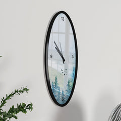 Pine Forest Wooden Oval Wall Clock